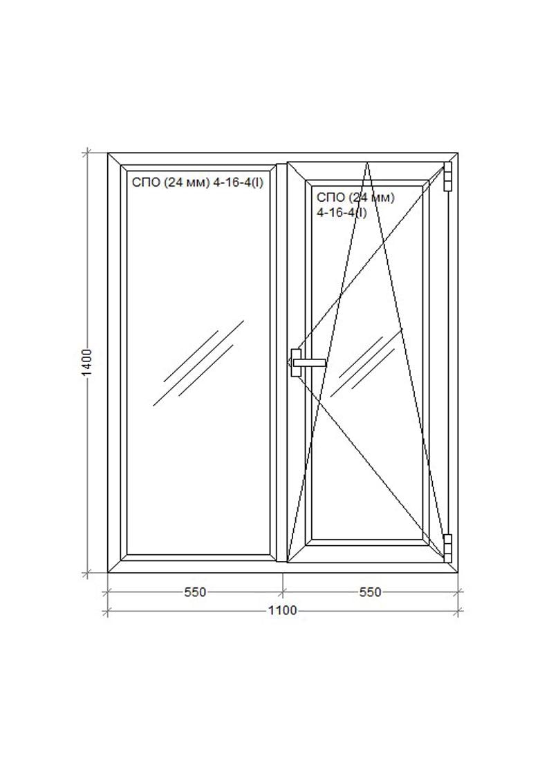 Окно металлопластиковое WDS 5S поворотно-откидное 1100х1400 мм - фото 2