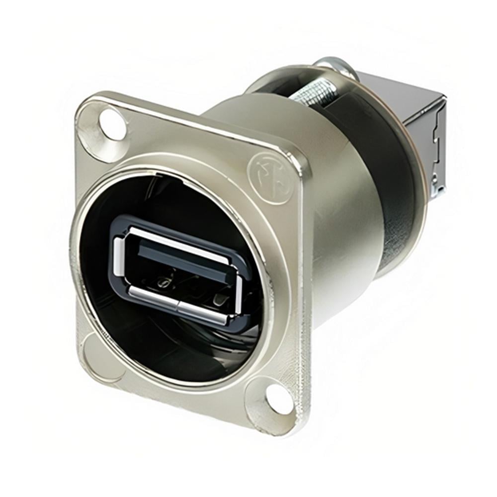 Разъем панельный Neutrik USB тип А-B D-фланец 8 контактов заземления на корпусе Никель (NAUSB-W)