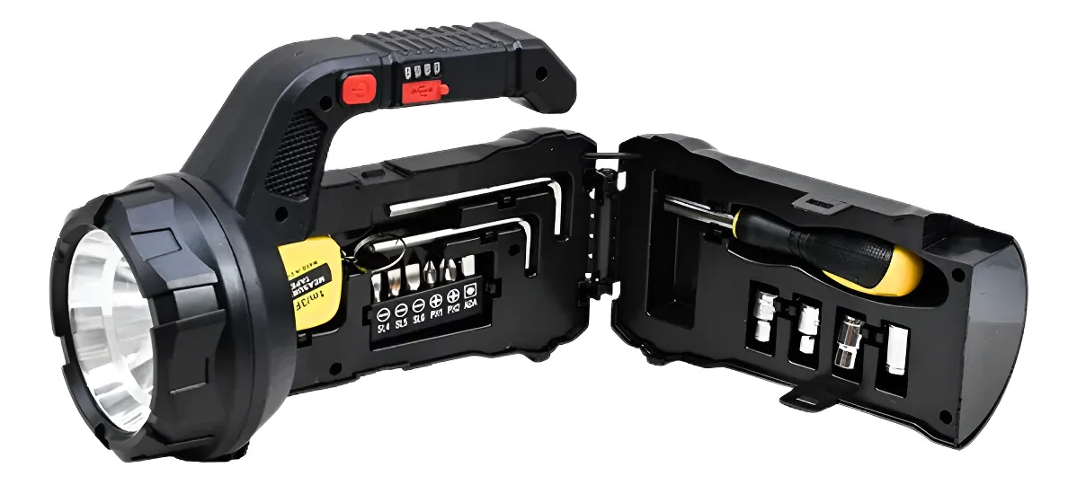 Фонарь аккумуляторный 1200 мАч USB Type-C с набором инструментов Черный (XJ5891)