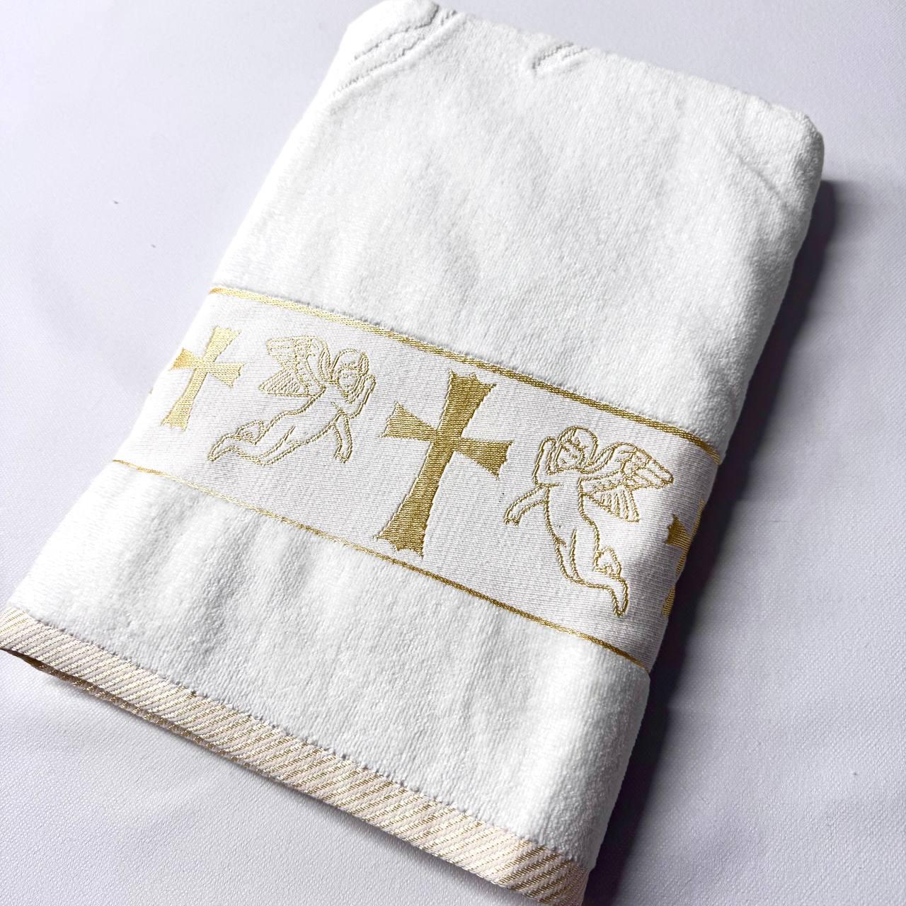 Крестец для крещения Крест и ангелы 70x140 см Золотой (32614874) Крестец для крещения Крест и ангелы 70x140 см Золотой (32614874)