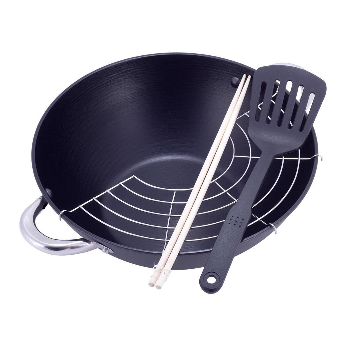 Котел чугунный для плова Kamille Wok KM-4807MR с антипригарным покрытием для индукции и газа 4,5 л (29-84-4807MR)