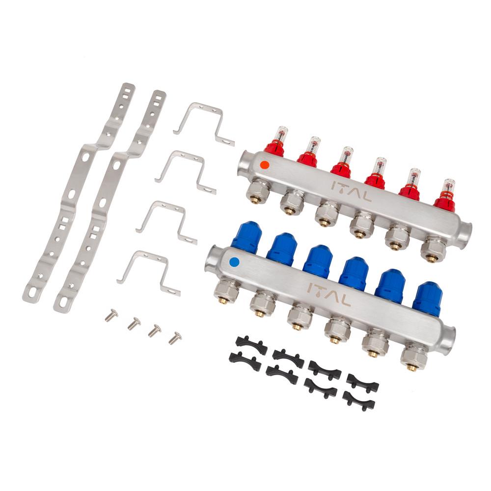 Коллекторный блок с расходомерами Ital HC1-06 x 3/4"Ek нержавеющая сталь - фото 2 Коллекторный блок с расходомерами Ital HC1-06 x 3/4"Ek нержавеющая сталь - фото 2