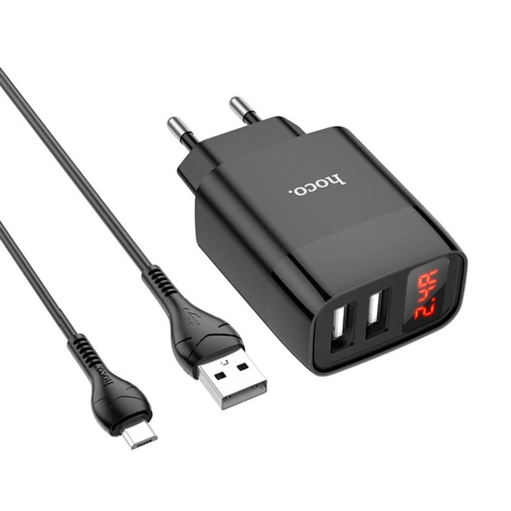 Зарядное устройство сетевое Hoco C86A 110-240V Micro 2xUSB 2,4A 1 м (26441816)
