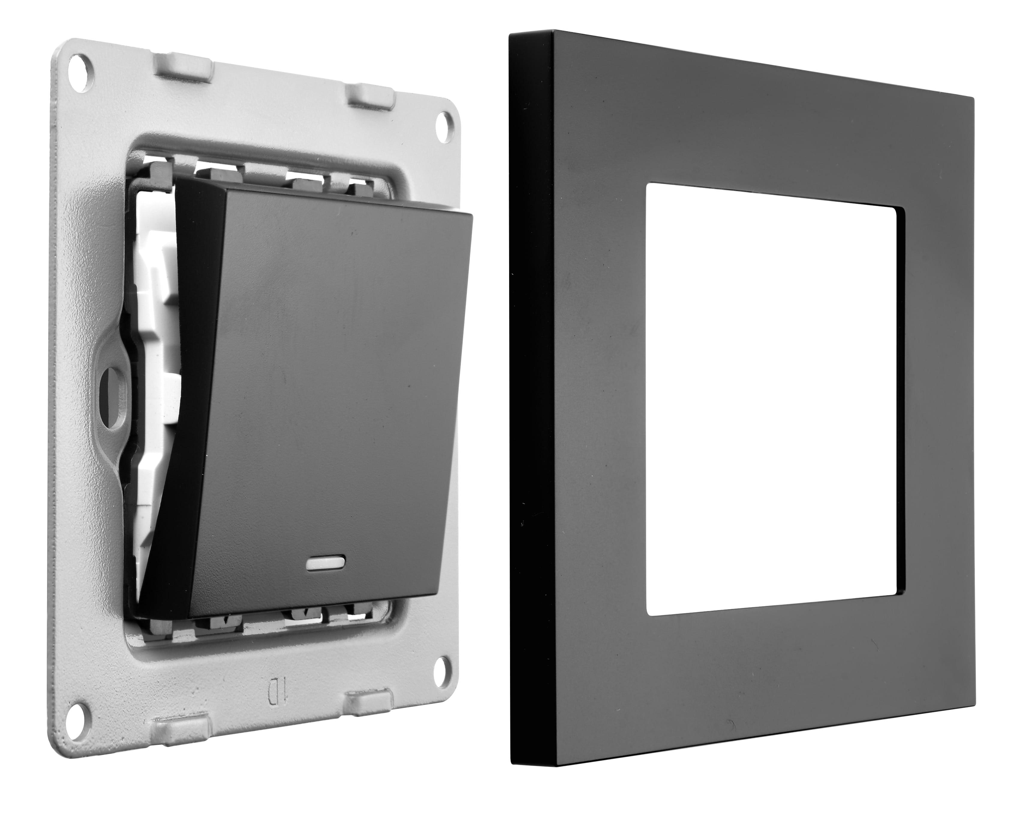 Выключатель 1-клавишный Asans с подсветкой и рамкой Черный матовый (20098946) - фото 3