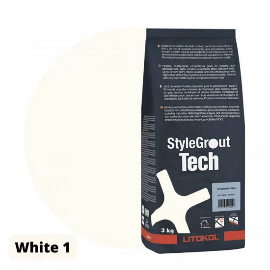 Затирка для плитки цементная Litokol StyleGrout Tech 0-20 3 кг White 1 (SGTCHWHT10063) - фото 1