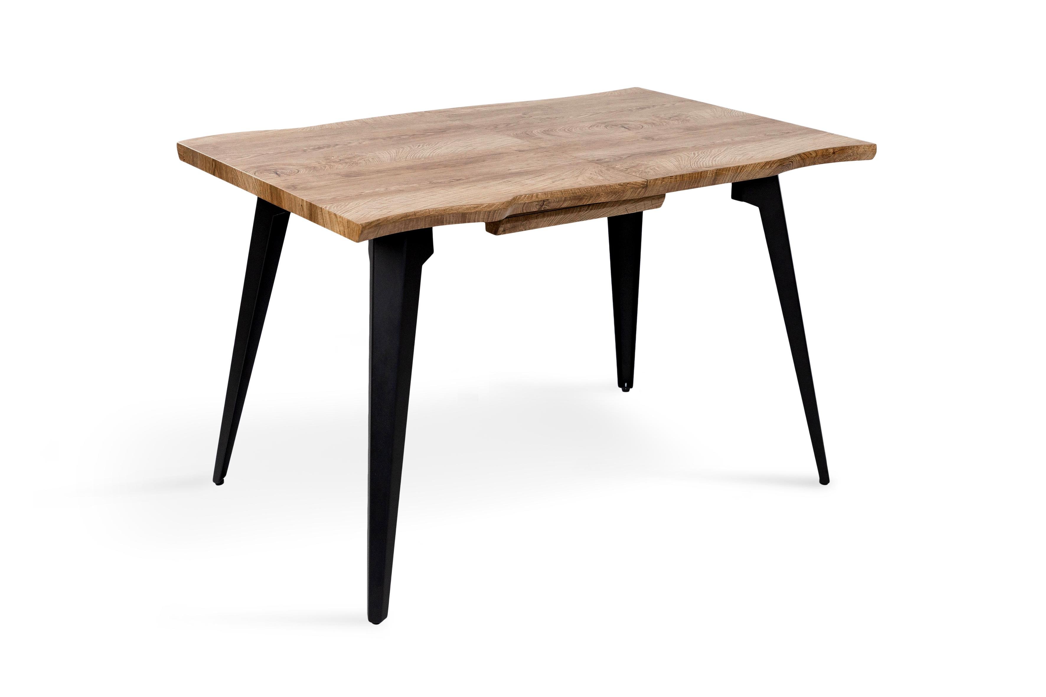 Обеденный стол раскладной Мікс Меблі Лагуна МДФ/металл 80х120/40 см Натуральный/Черный (А0055441)