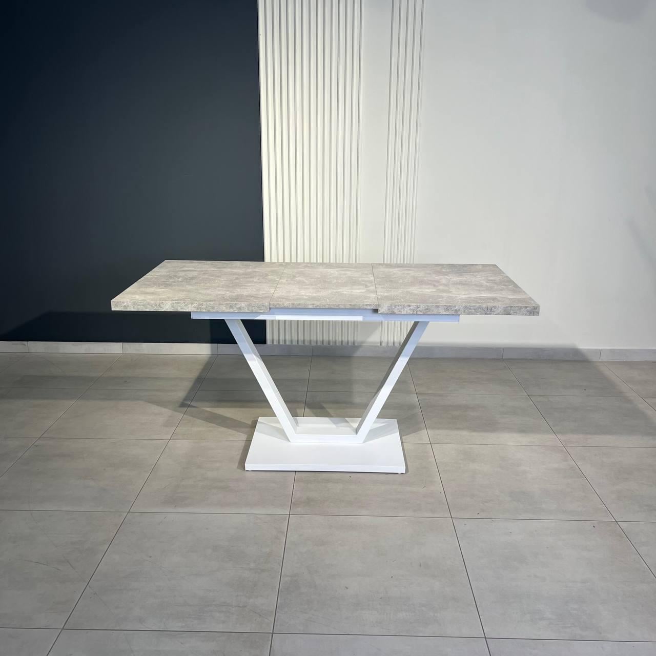 Обідній стіл розсувний металевий 140/180х75х85 см Індастріал/Білий (000086672)