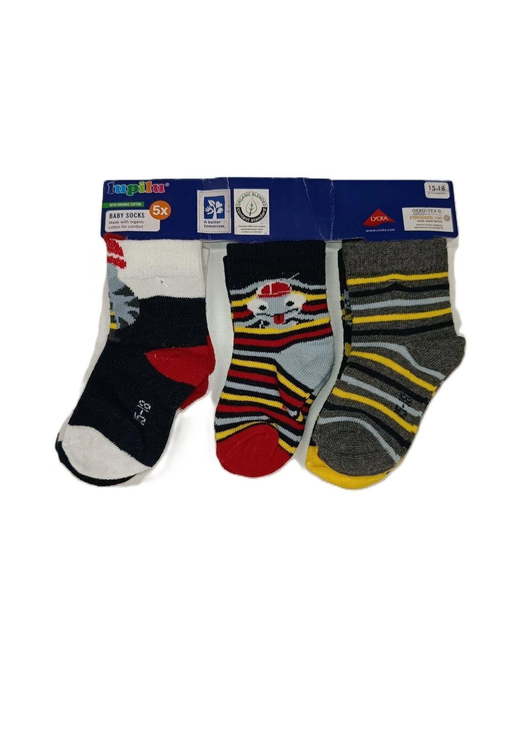 Набір дитячих шкарпеток для хлопчика Lupilu р. 19-22 5 пар Різнокольоровий (0571C)