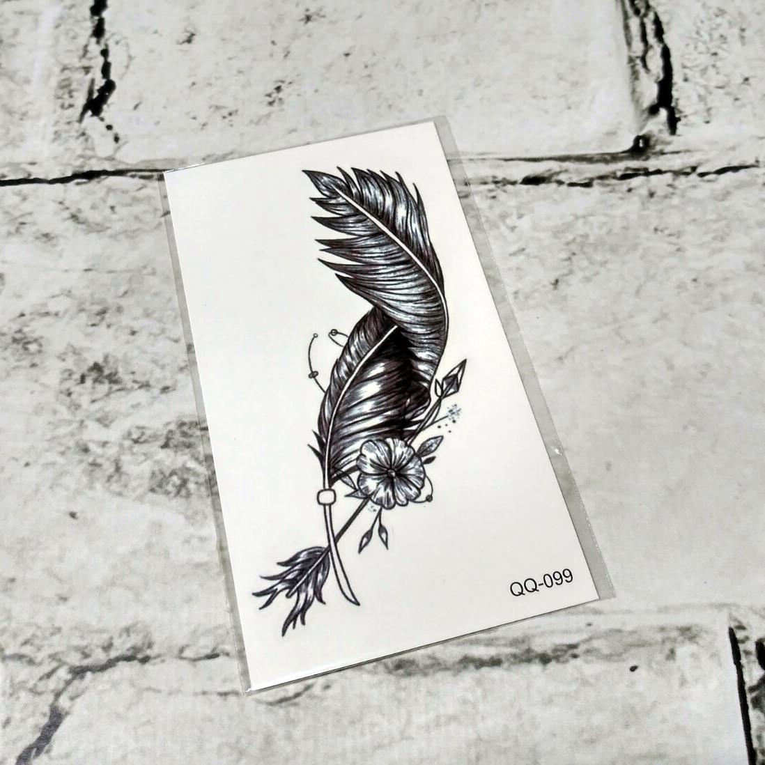 Тату временное Перо лист 6x10.5 см (Q-099)