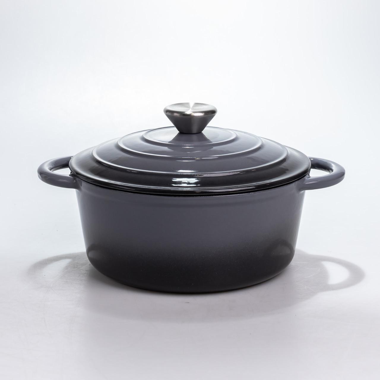 Кастрюля чугунная HP-1-14-GREY 2,5 л эмалированная с крышкой