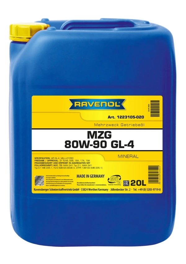 Трансмиссионное масло RAVENOL MZG 80W-90 минеральное 20 л (1223105-020)