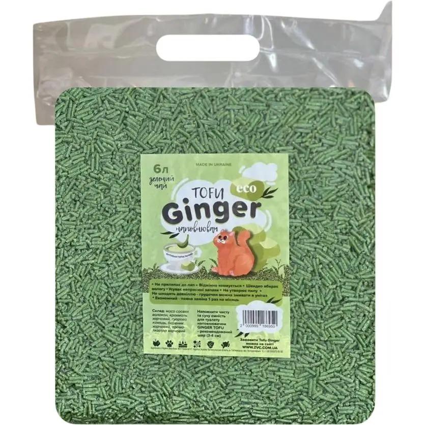 Наполнитель для туалетов соевый Ginger Tofu Зеленый чай Тофу 6 л (10619)