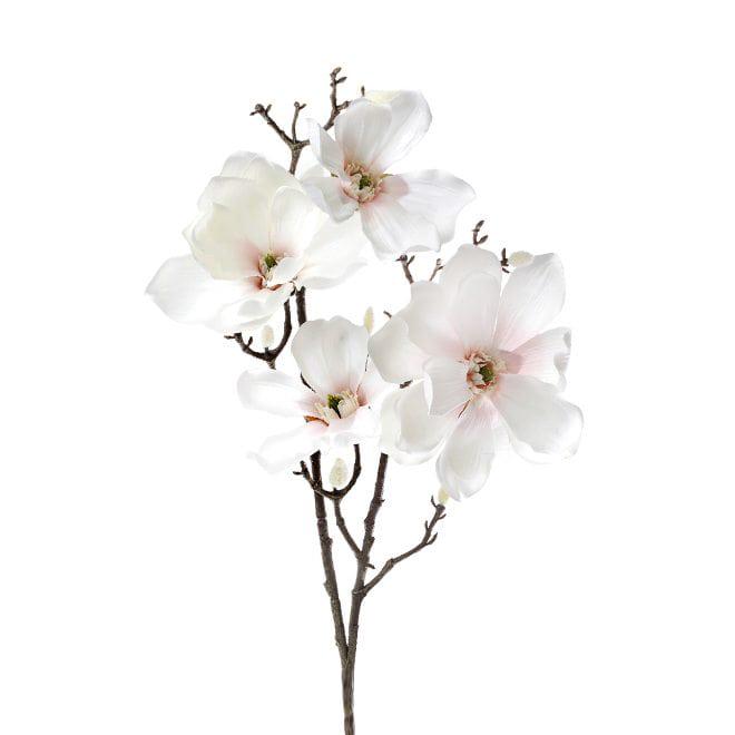 Ветка новогодняя Flora Магнолии 86 см Бело-розовый (12989)