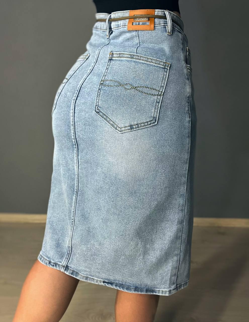 Юбка женская джинсовая Ladyn 802 с разрезом р. 36 Голубой (26881526) - фото 2 Юбка женская джинсовая Ladyn 802 с разрезом р. 36 Голубой (26881526) - фото 2