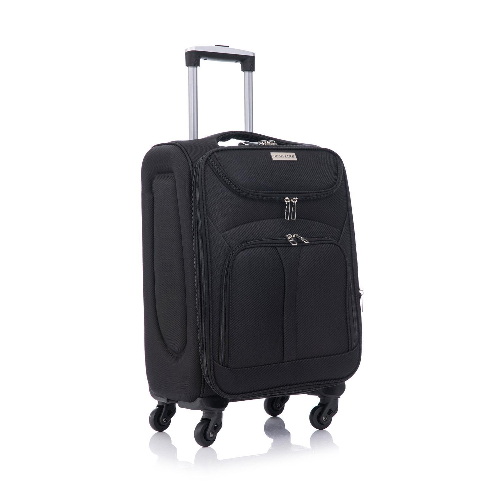 Чемодан SEMI LINE 20" T5961-1 47 л 52 л с расширителем полиэстер 600D 4 колеса кодовый замок телескопическая ручка каркас S Black Чемодан SEMI LINE 20" T5961-1 47 л 52 л с расширителем полиэстер 600D 4 колеса кодовый замок телескопическая ручка каркас S Black