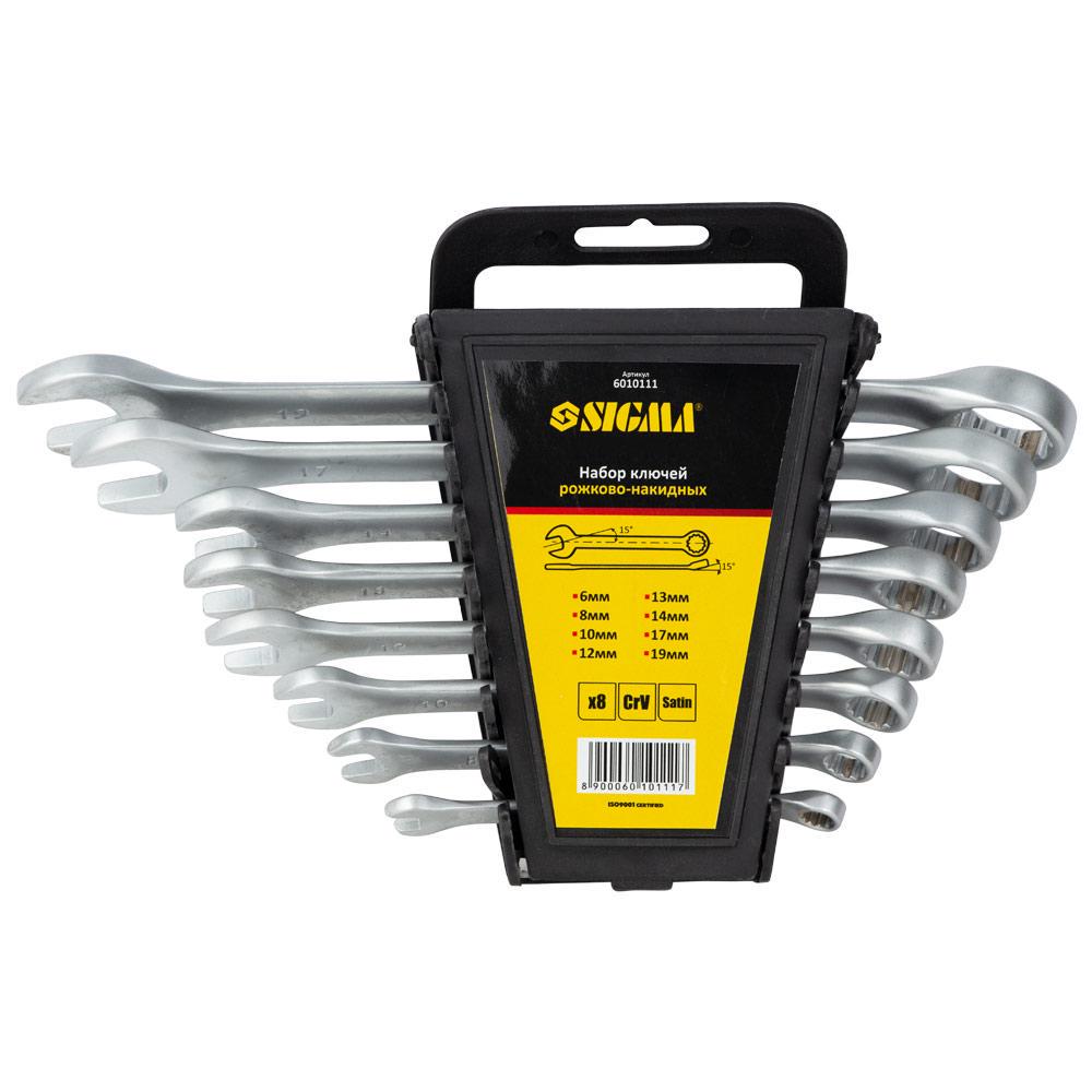 Ключи рожково-накидные Sigma CrV satine 8 шт. 6-19 мм (6010111)