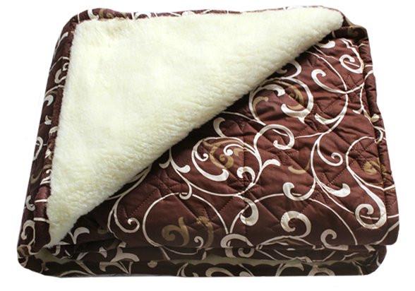 Одеяло полуторное шерстяное Лери Макс Коричневые вензеля
