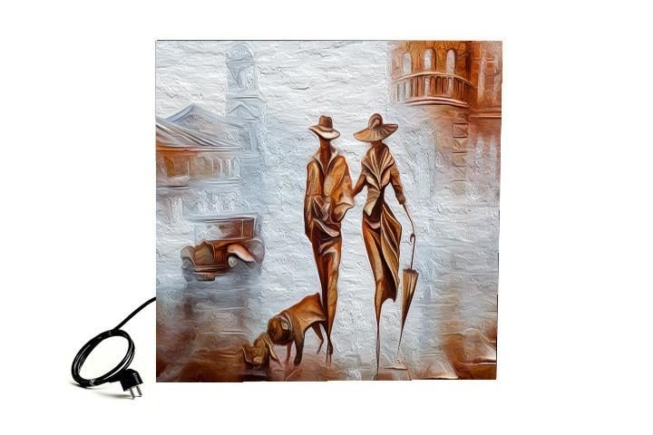 Керамический обогреватель инфракрасный с терморегулятором Кам-ин 475 Вт на 10 кв м с рисунком 2.3t