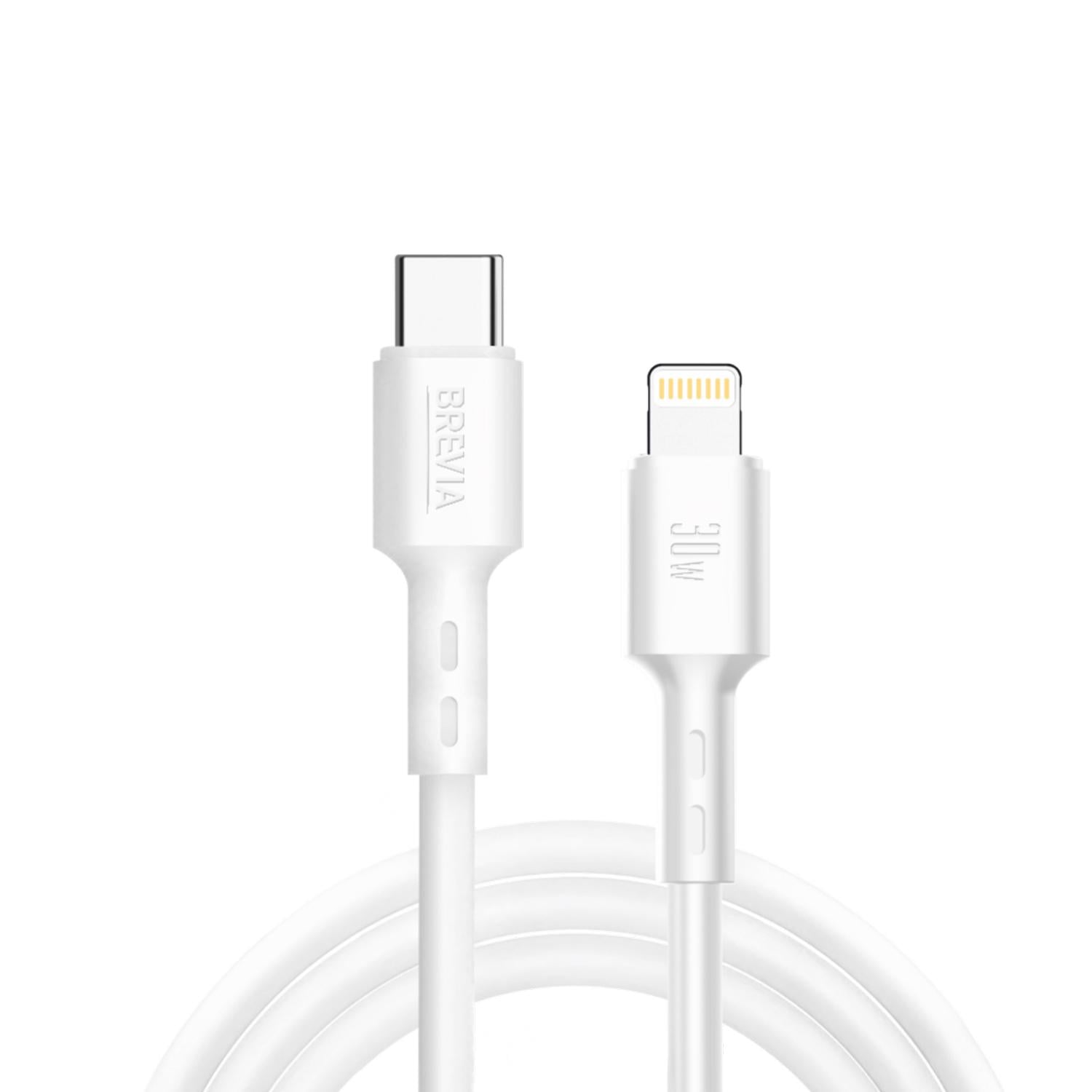 Кабель Brevia Type-C to Lightning 30W ZIP 1 м Белый (51100WCLZ1)