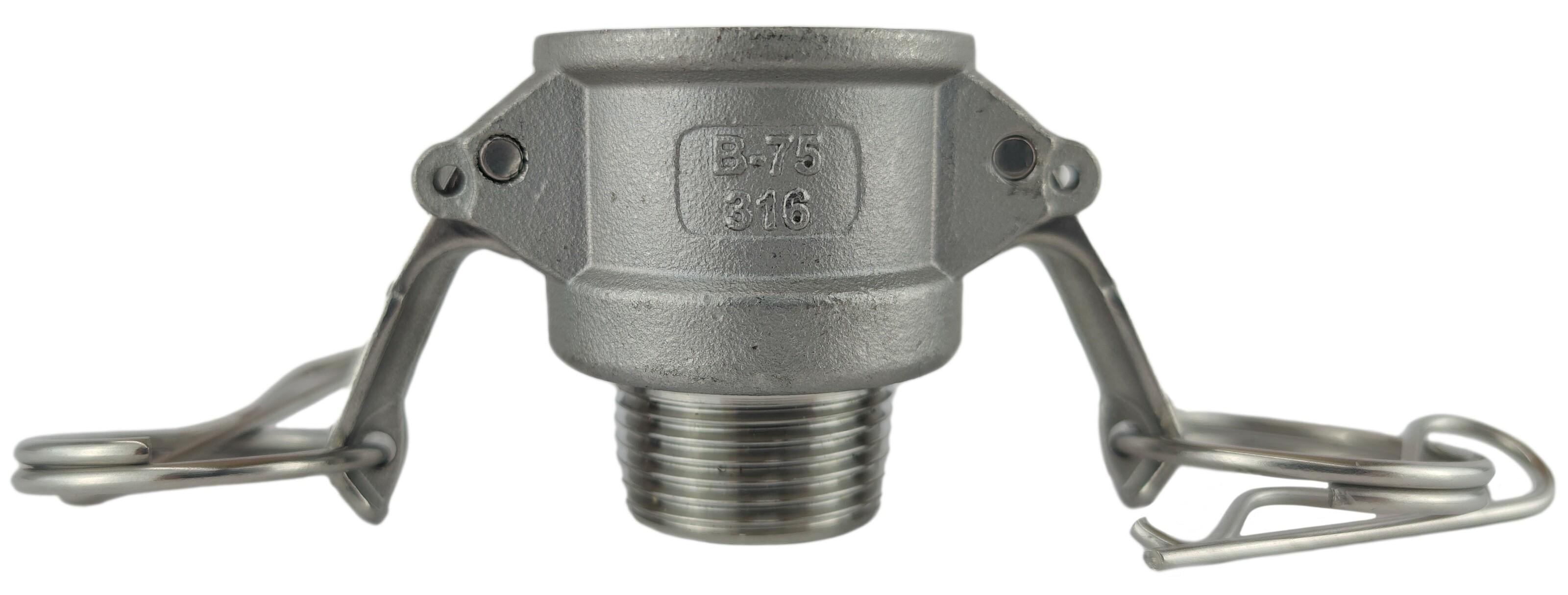 Муфта camlock тип B с наружной резьбой BSPT ШРЗ нержавеющая сталь B-075 3/4" (50212012) Муфта camlock тип B с наружной резьбой BSPT ШРЗ нержавеющая сталь B-075 3/4" (50212012)