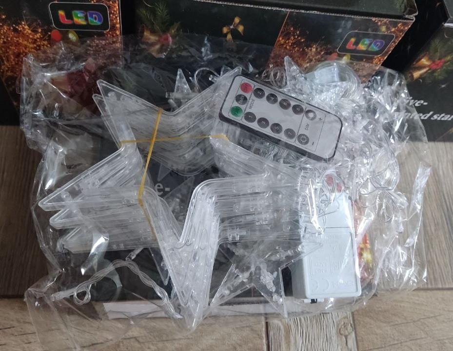 Гірлянда світлодіодна Зірки новорічна від мережі з пультом керування теплий білий 12 ламп 3 м (1080) - фото 2