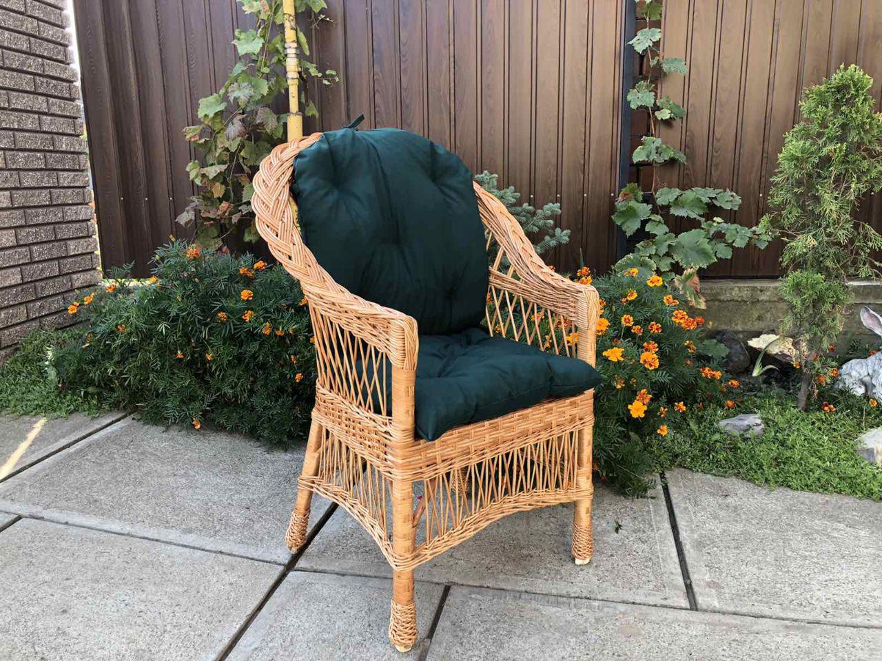 Кресло деревянное с подушкой садовое Стандарт Woody Светлое дерево/Темно-зеленый - фото 5