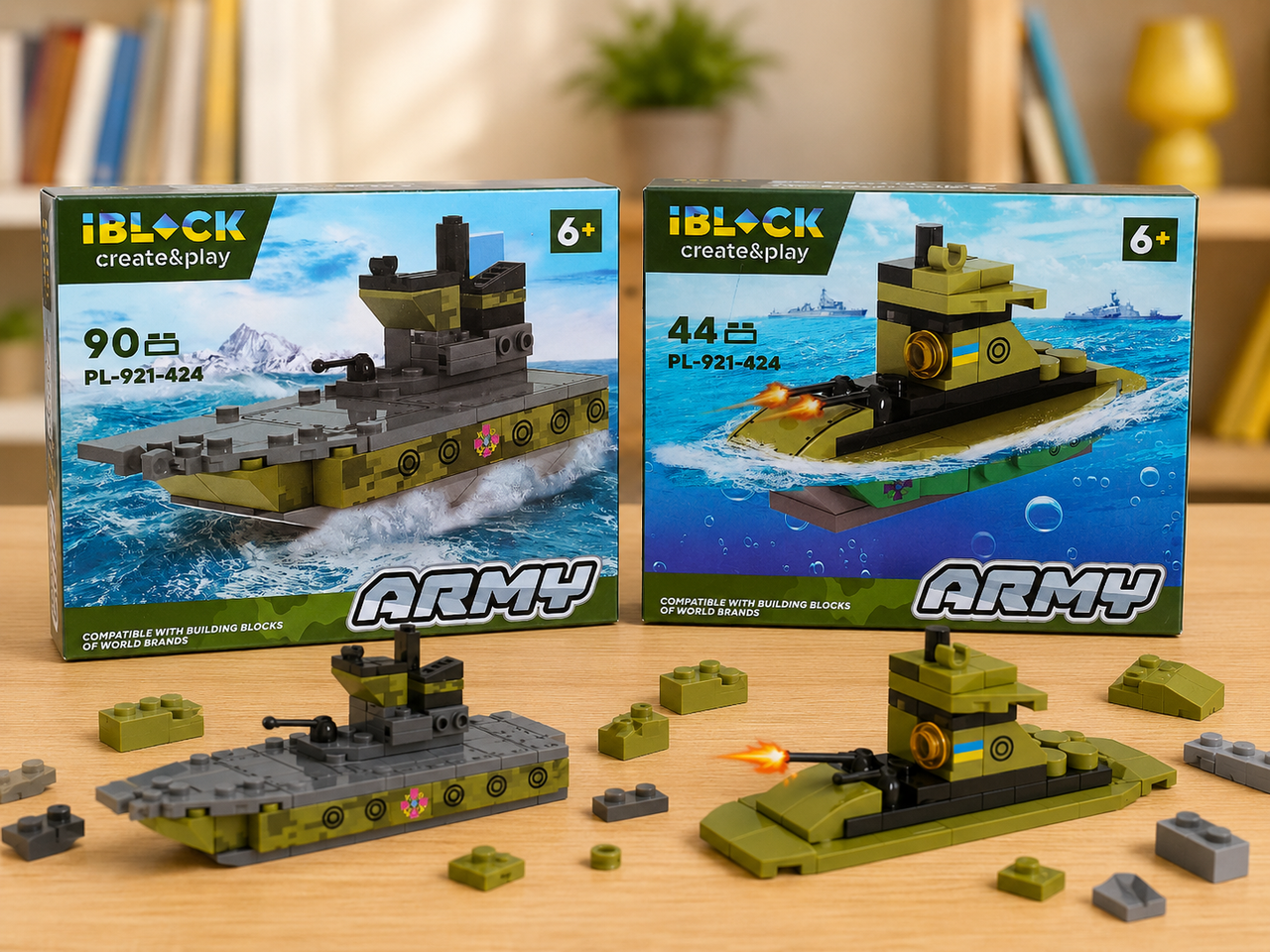 Комплект дитячих конструкторів Iblock Army Військовий човен та Підводний човен 90 та 44 дет. (3131049087) Комплект дитячих конструкторів Iblock Army Військовий човен та Підводний човен 90 та 44 дет. (3131049087)