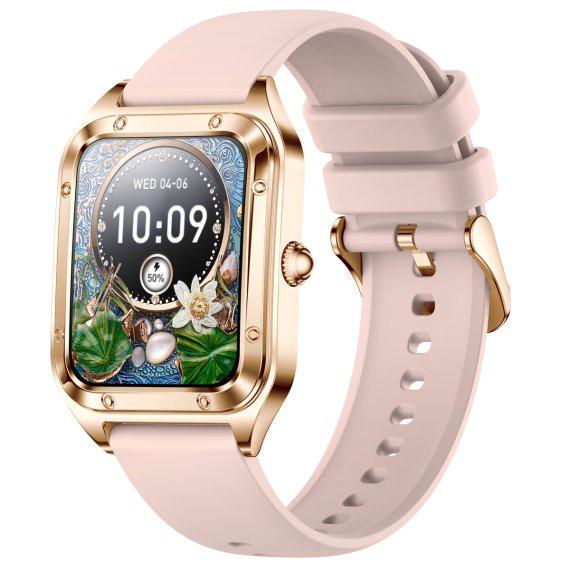 Смарт-часы UWatch Smart Flower Rubber с 2 сменными ремешками Розовое золото (110-96-1674)