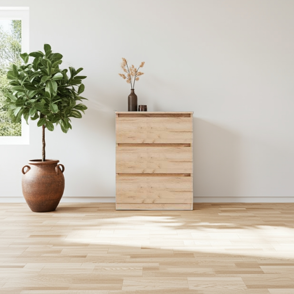 Комод MEBEX на 3 ящика 60х40х77,4 см Дуб Крафт (VM3B600DC) - фото 3 Комод MEBEX на 3 ящика 60х40х77,4 см Дуб Крафт (VM3B600DC) - фото 3