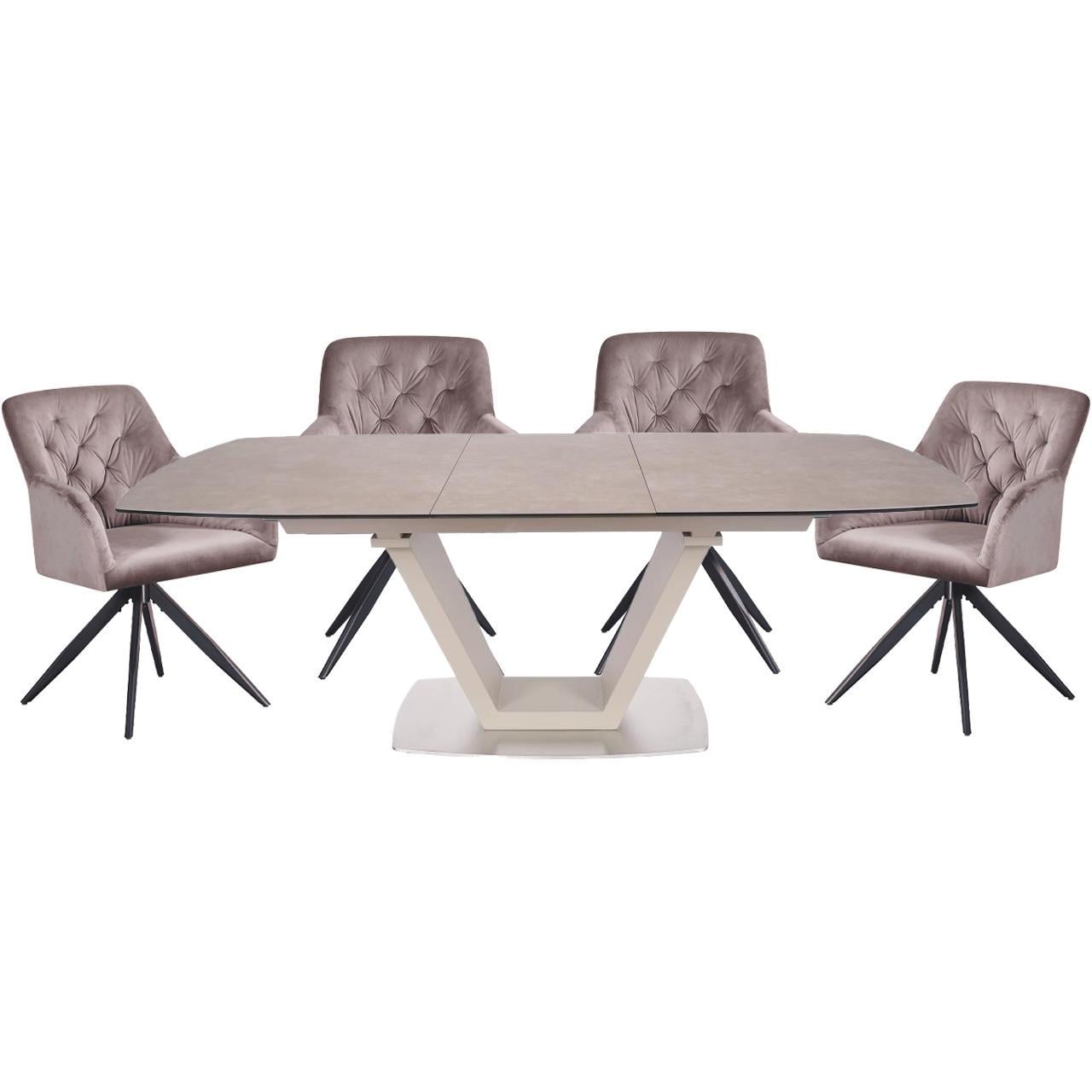 Стол и 4 стула VELES+SOFIA 160 см Taupe ceramic (13586_13498)