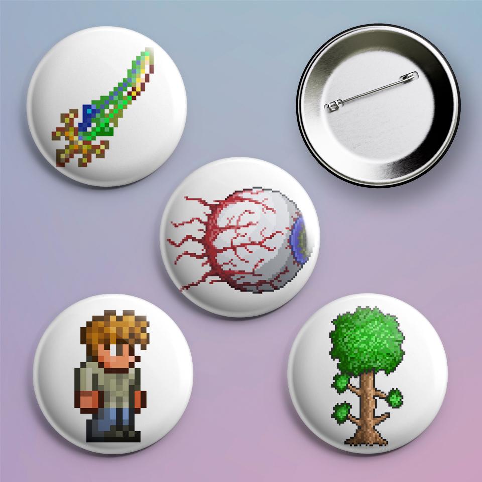 Значки на рюкзак с принтом игры Terraria 4 шт.