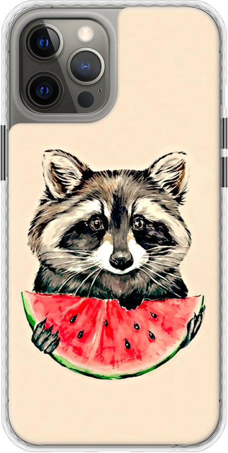 Чехол на iPhone 12 Pro Max Енотик с арбузом (4605pc-2054-42517)