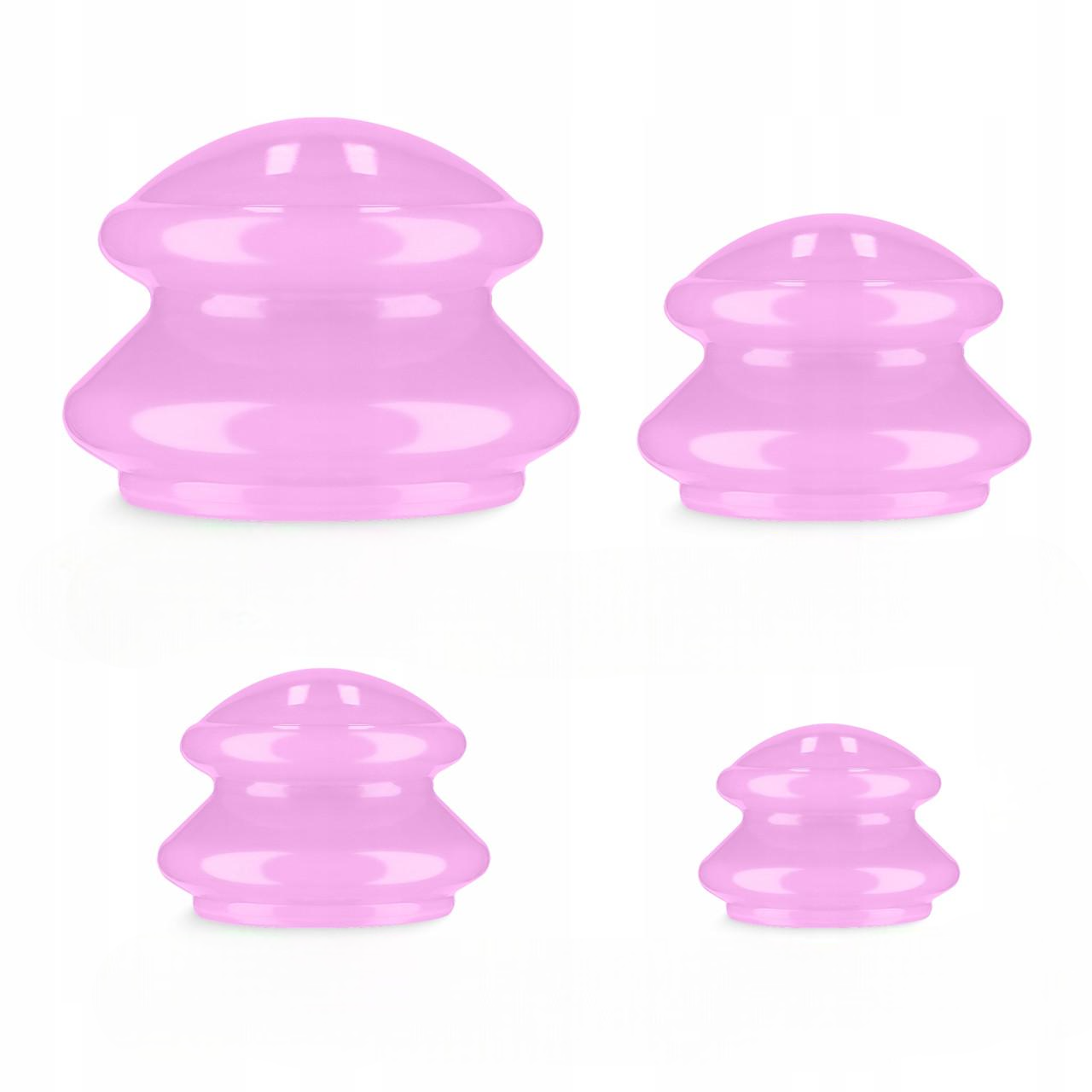 Банки вакуумні масажні 4fizjo MED+ силіконові для тіла 4 шт. Pink (2375564200)