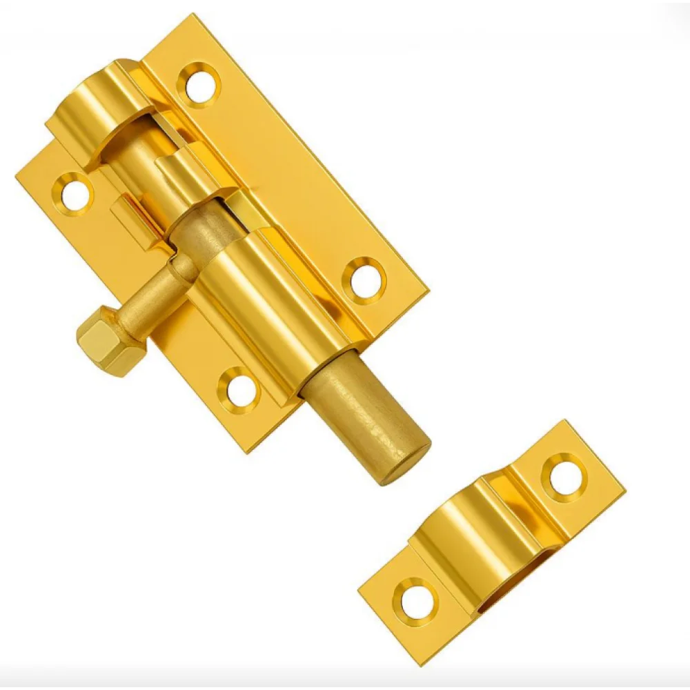 Шпингалет накладний для дверей і вікон ХЗШП 60 мм квадрат Золотий (DZ1198)