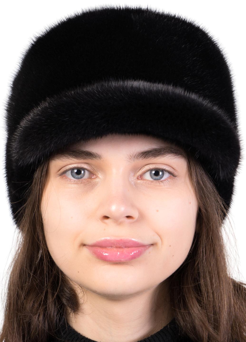 Зимняя кепка Меховой стиль Норма из натурального меха норки XL-XXL Черный (086/В)
