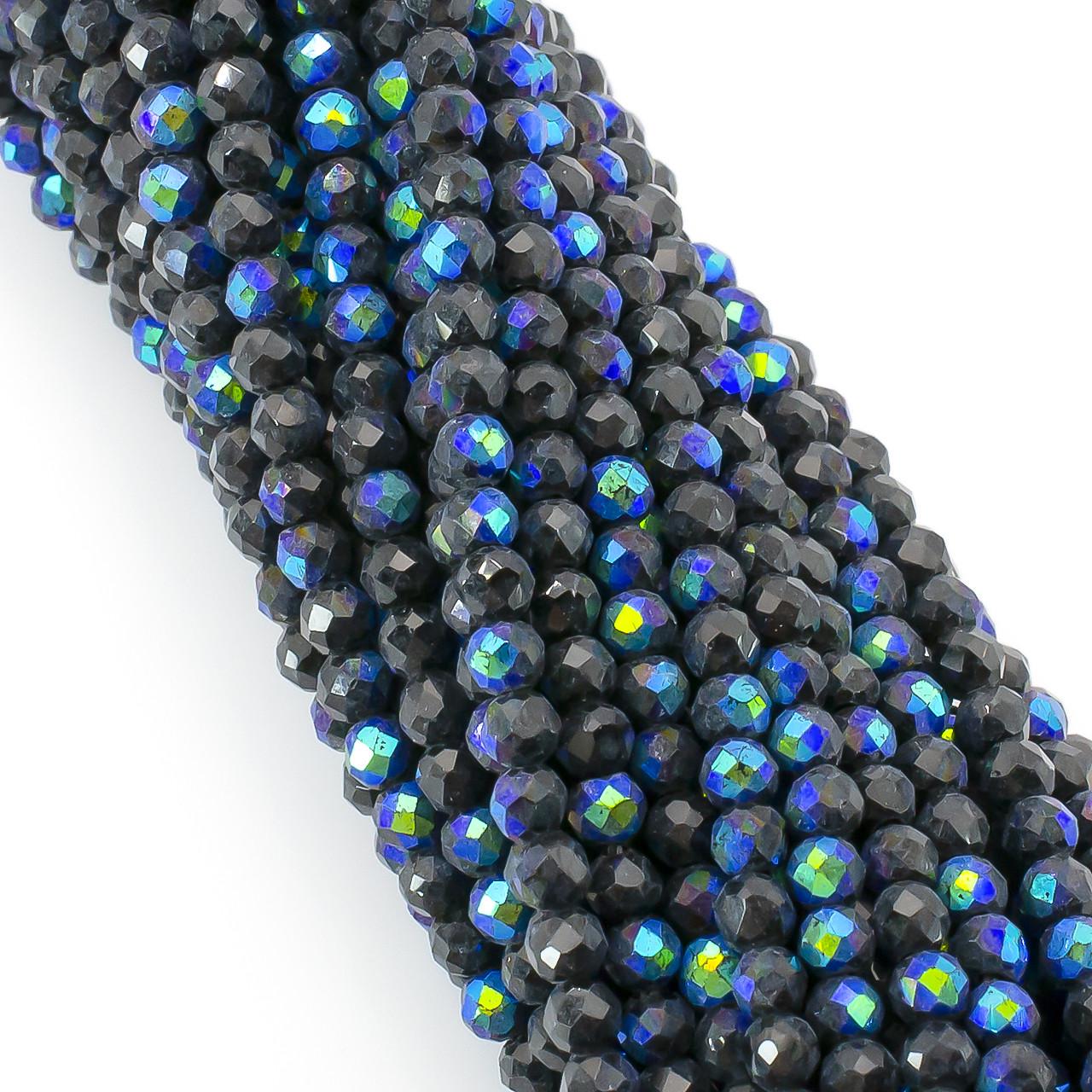 Бусины из шпинели на нитке круглая огранка 37 см 2 мм 200 шт. Радужно-черный (БШ0402к56)