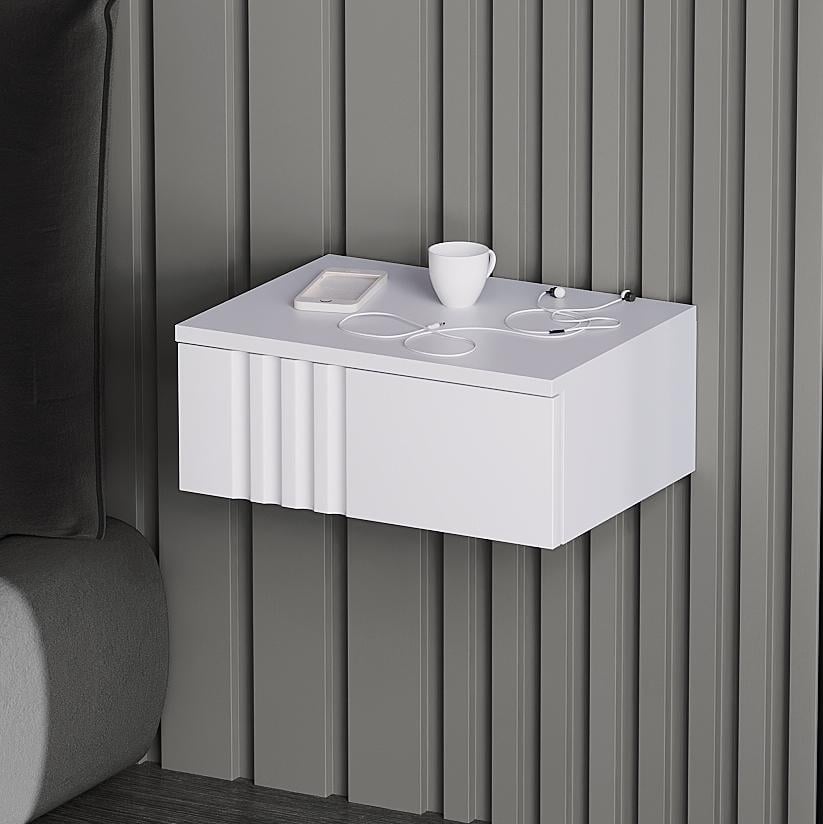 Тумба прикроватная DiPortes Портленд К-503 МДФ 40/16/30 см Белый матовый (01210)