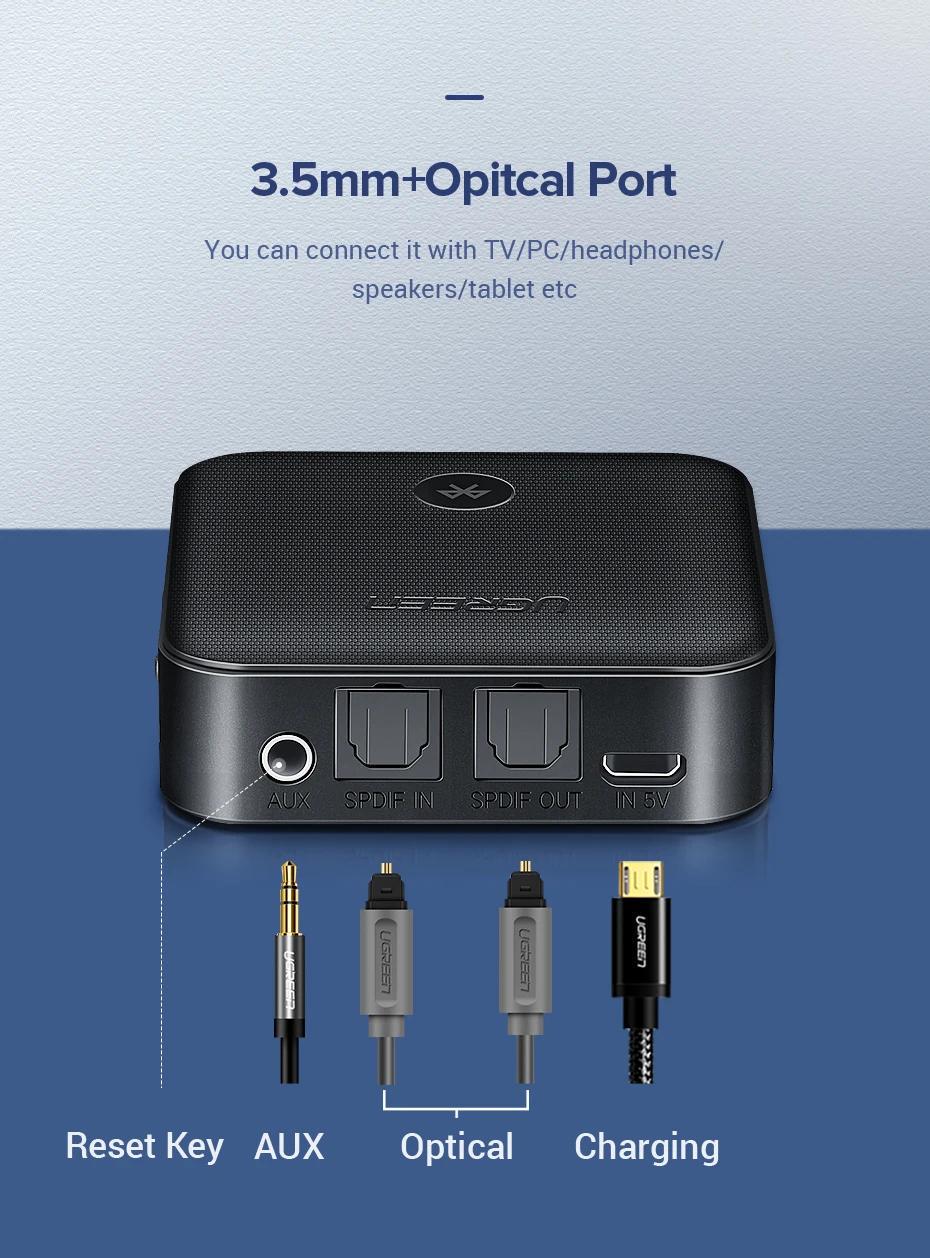 Адаптер UGREEN Bluetooth 5.0 приймач-передавач USB-3,5 мм minijack AUX/SPDIF aptX HD LL Чорний (70158) - фото 8 Адаптер UGREEN Bluetooth 5.0 приймач-передавач USB-3,5 мм minijack AUX/SPDIF aptX HD LL Чорний (70158) - фото 8