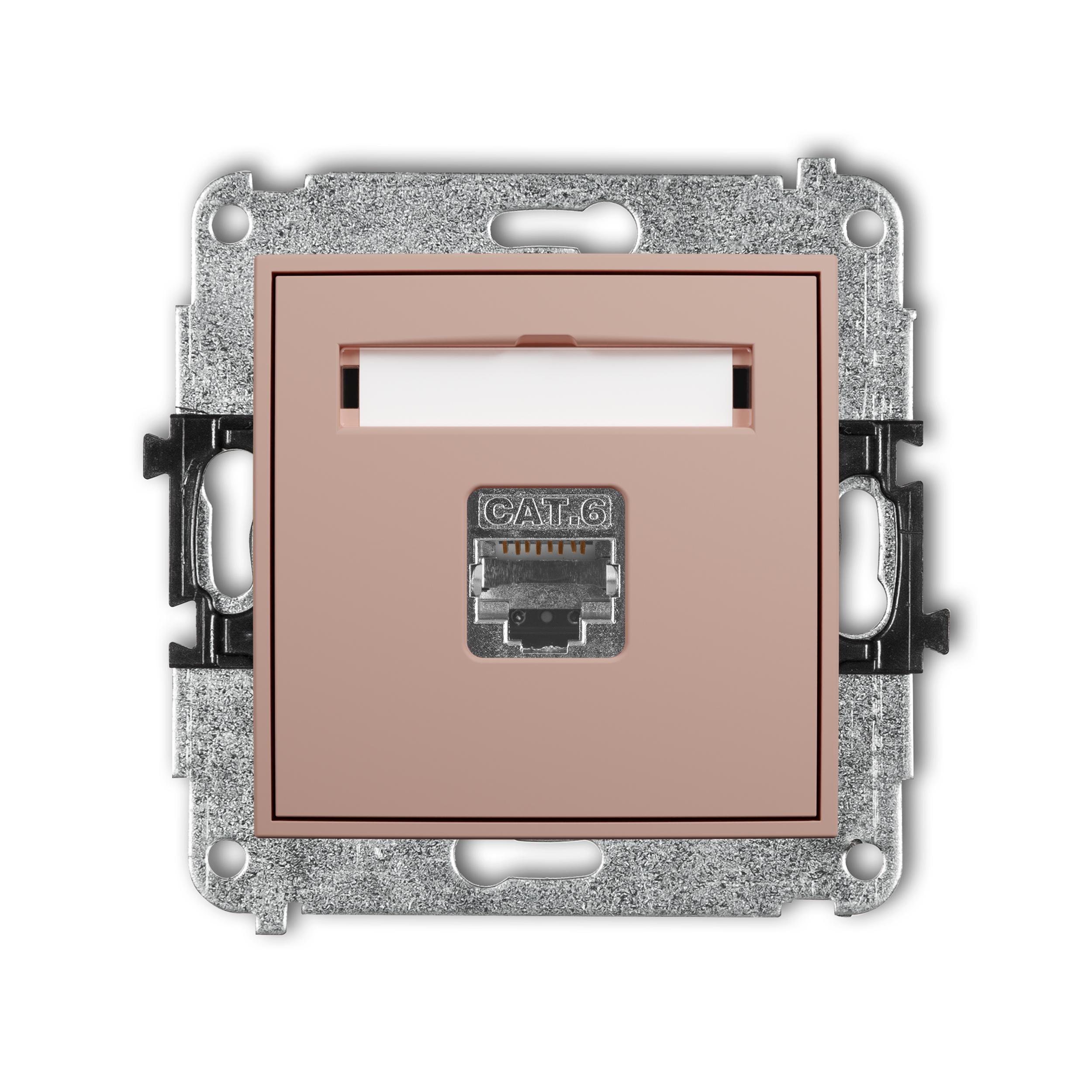 Розетка компьютерная экранированная Karlik Mini RJ45 cat 5E Лососевая (62MGK-1e)