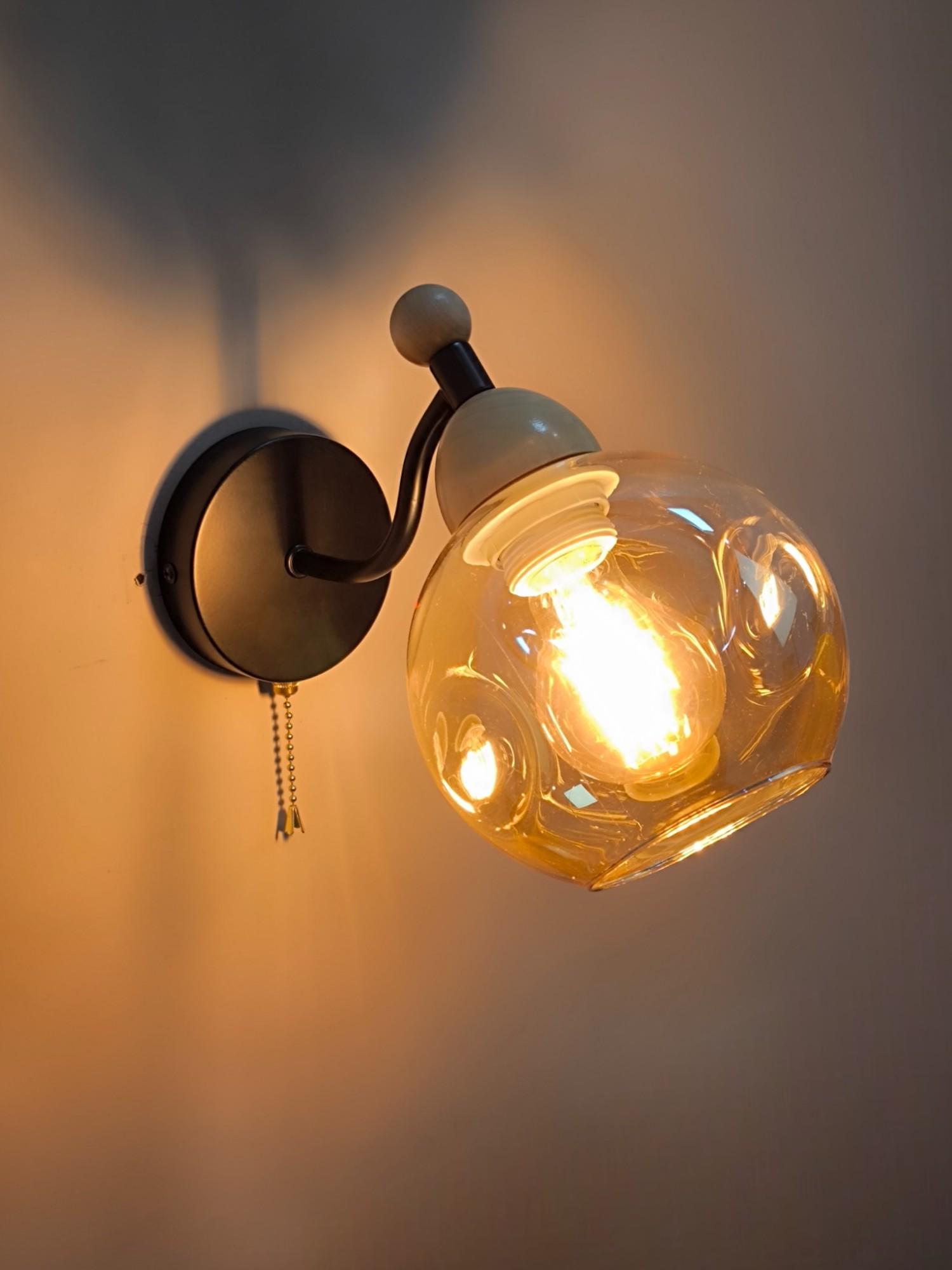 Бра BR-272W/1 E27 BK+WOOD (29-421) - фото 2