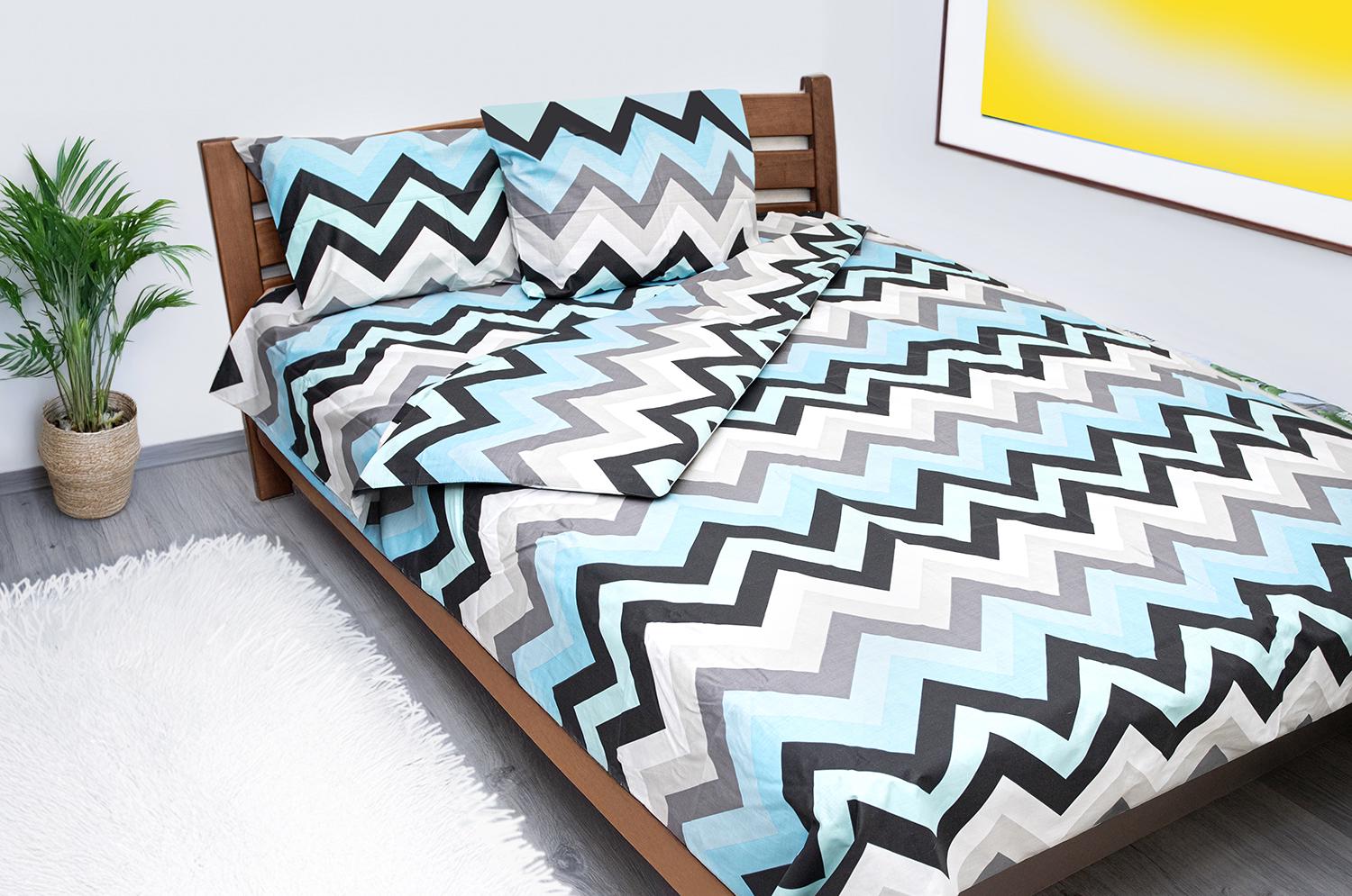 Комплект постельного белья Zastelli ZIGZAG Голубой бязь евро 200х220 см Разноцветный (19966)