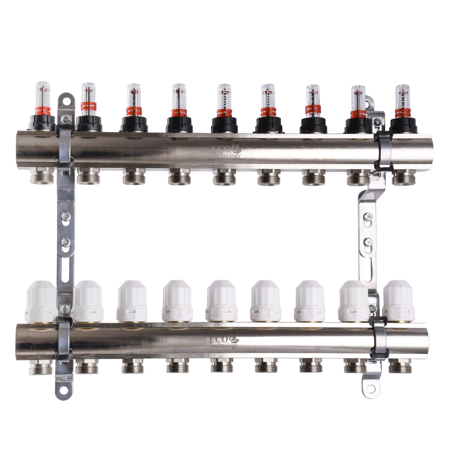 Колектор із витратомірами регуляторами та кріпленням Eco 001D 1"x9 (000013462)