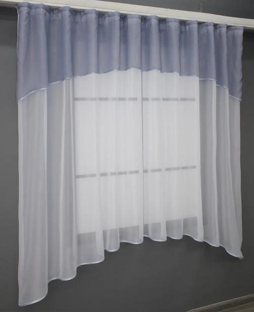 Занавеска на кухню с аркой 280х170 см Белый/Серый (036к) - фото 3 Занавеска на кухню с аркой 280х170 см Белый/Серый (036к) - фото 3