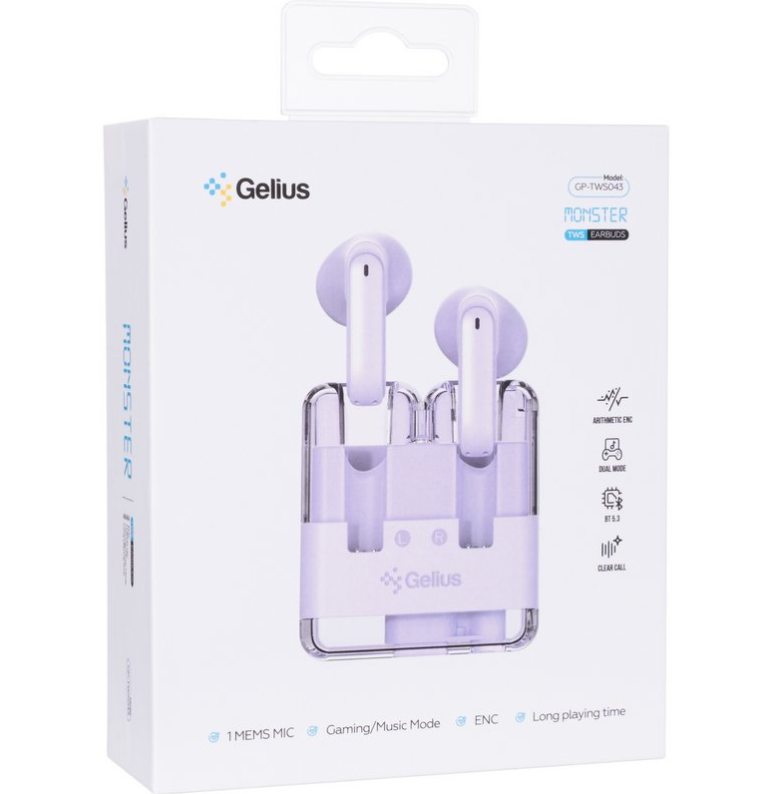 Навушники бездротові Gelius TWS Monster GP-TWS043 Violet (2650055651) - фото 8 Навушники бездротові Gelius TWS Monster GP-TWS043 Violet (2650055651) - фото 8