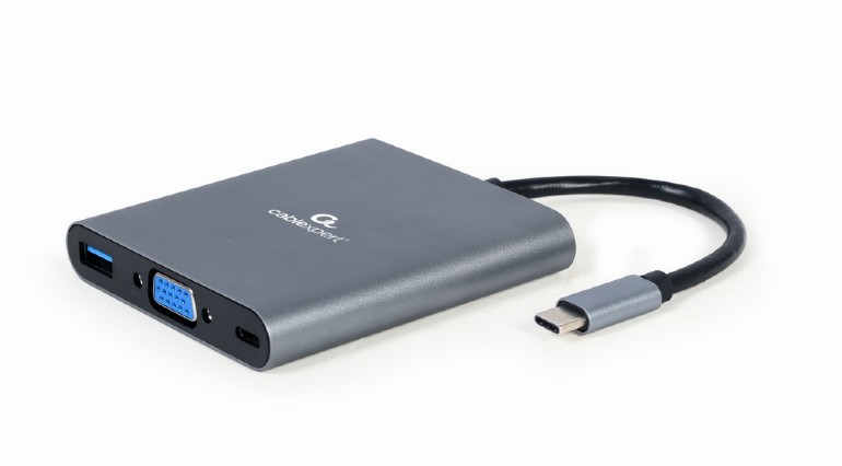 Концентратор Cablexpert USB-C 6в1 HUB3,1/HDMI/VGA/PD/card-reader/audio (A-CM-COMBO6-01)