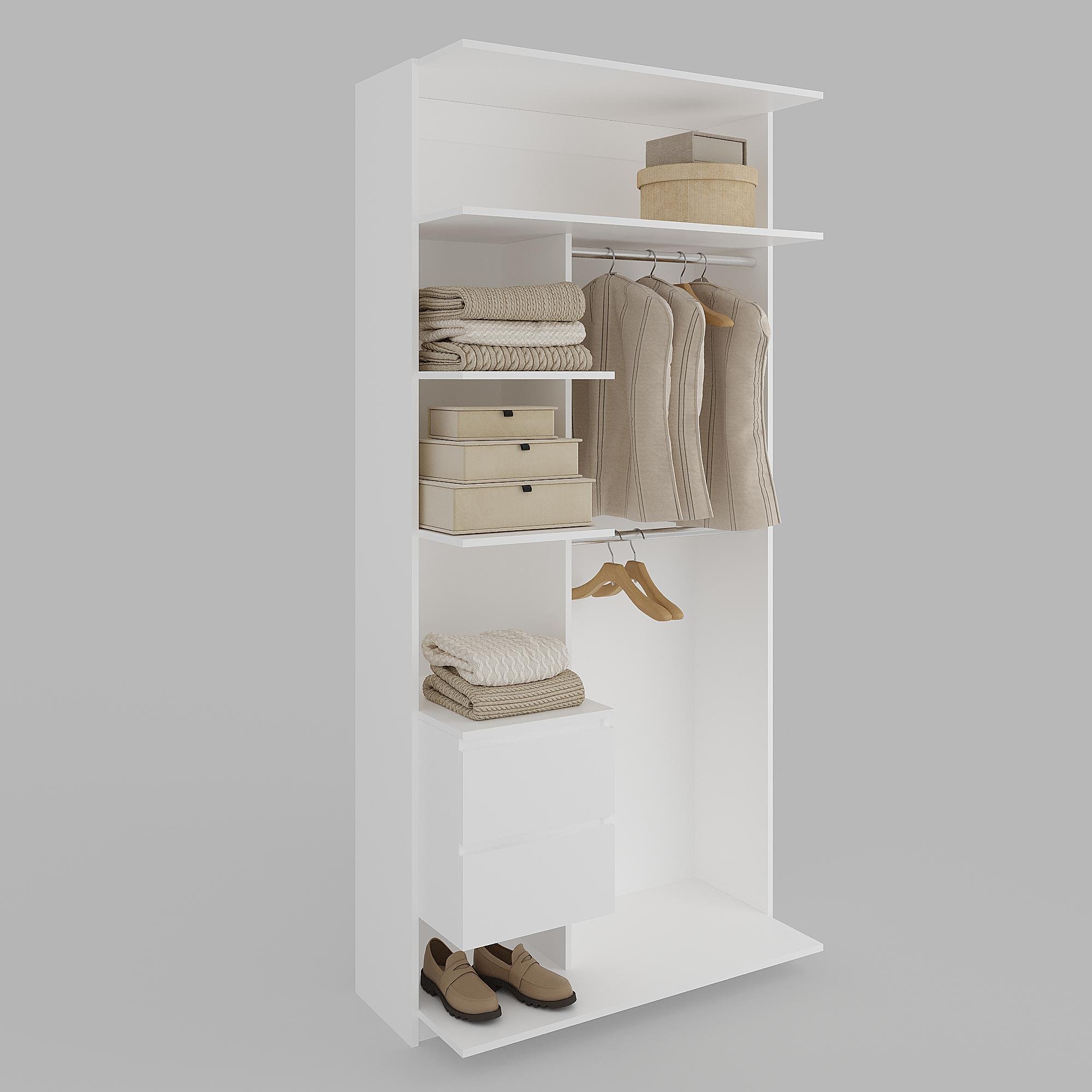 Модуль гардеробный МГ-5-8-100 со штангами полками и ящиками 2100х1000х500 мм Белый (28054269)