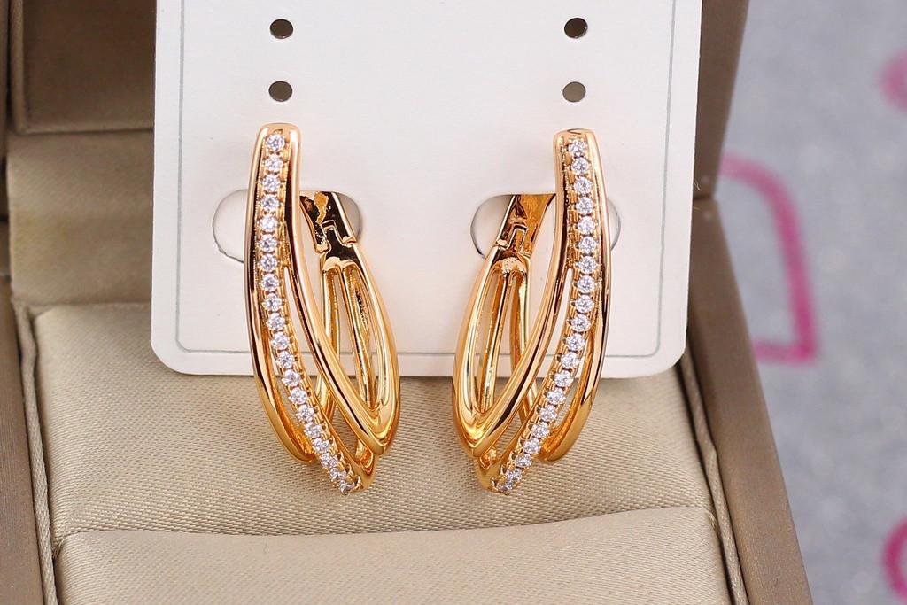 Серьги Xuping Jewelry тройная нить 2,8 см Золотистый (2629123048) - фото 4 Серьги Xuping Jewelry тройная нить 2,8 см Золотистый (2629123048) - фото 4