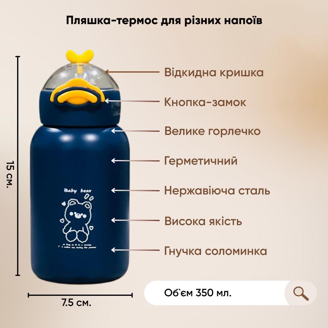 Термос-пляшка Baby Bear Темно-синій (006703) - фото 2
