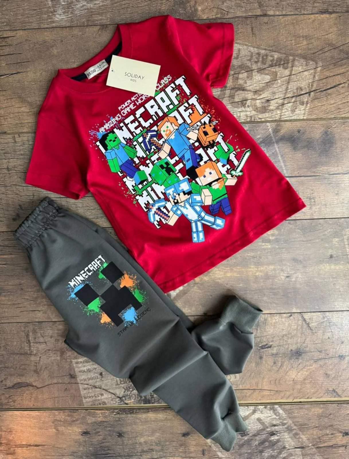 Костюм детский Minecraft футболка и брюки 98-134 см Красный (27222483)