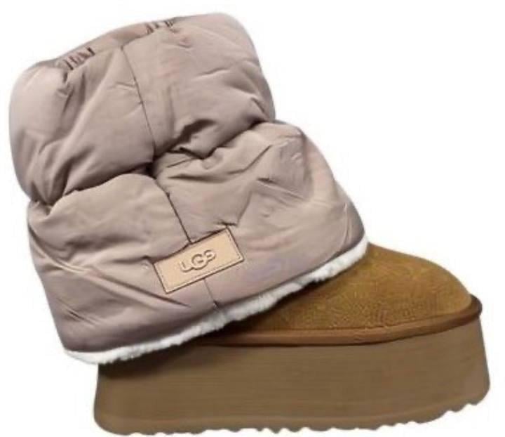 Уггі жіночі міні діппер платформа UGG Platform Classic Mini Dipper PUFFER Brown Коричневий (28126)